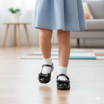 Linda-Fiyonklu Özel Gün Siyah Vegan Kız Çocuk Babet