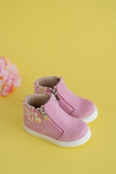 Merry-Pembe Fermuarlı Hakiki Deri Kız Çocuk Bot