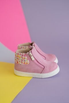 Merry Pembe Fermuarlı Hakiki Deri Kız Çocuk Bot