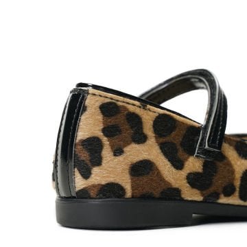 Love-Leopar Vegan Deri Kız Çocuk Babet