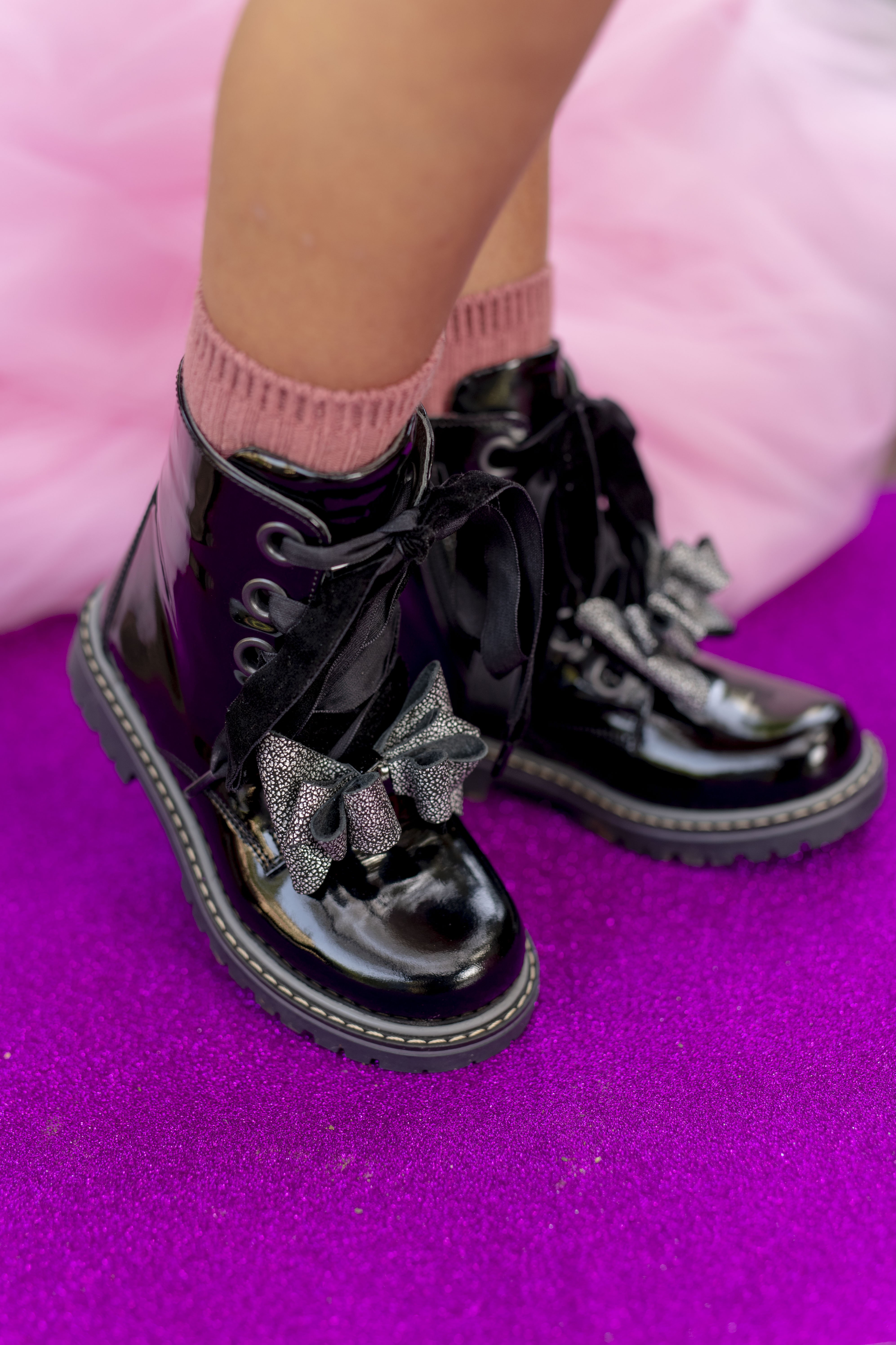 Bow Black Patent Leather Boots for Girls