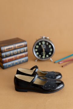 Mariposa-Özel Gün Kelebekli Siyah Vegan Kız Çocuk Babet