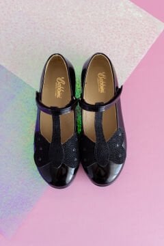 Mariposa-Özel Gün Kelebekli Siyah Vegan Kız Çocuk Babet