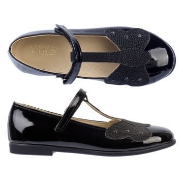 Mariposa-Özel Gün Kelebekli Siyah Vegan Kız Çocuk Babet