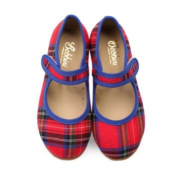 Chloe-Özel Gün Kırmızı Ekose Vegan Kız Çocuk Babet