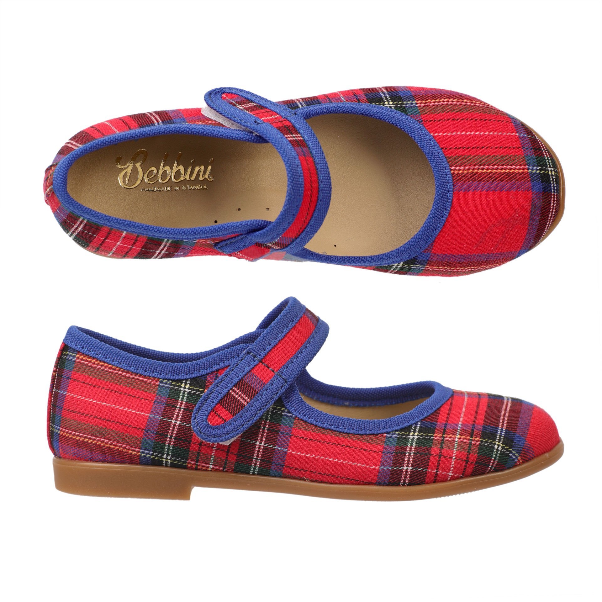 Chloe-Özel Gün Kırmızı Ekose Vegan Kız Çocuk Babet