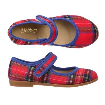 Chloe-Özel Gün Kırmızı Ekose Vegan Kız Çocuk Babet