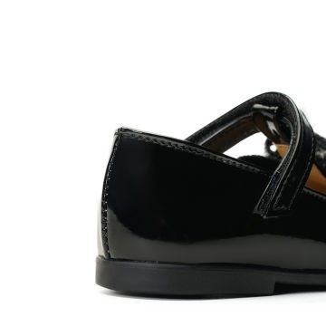 T-Bar Özel Gün Pullu Fiyonklu Siyah Vegan Kız Çocuk Babet