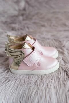 Wings-Pembe Işıltılı Gold Kanatlı Hakiki Deri  Bot