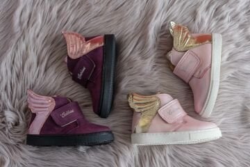 Wings-Pembe Işıltılı Gold Kanatlı Hakiki Deri  Bot