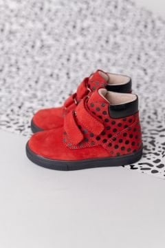 Bold Puantiyeli Kırmızı Cat Kız Çocuk Bot