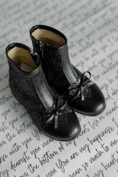 Queen-Siyah Işıltılı Kız Çocuk Parti Çizme
