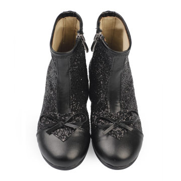 Queen-Siyah Işıltılı Kız Çocuk Parti Çizme