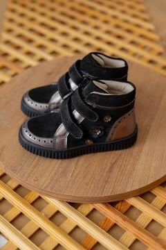 Leila- Siyah Gümüş Hakiki Deri Kız Çocuk Bot