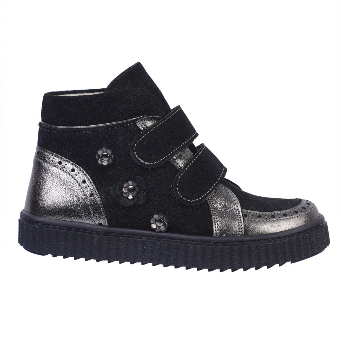 Leila- Siyah Gümüş Hakiki Deri Kız Çocuk Bot
