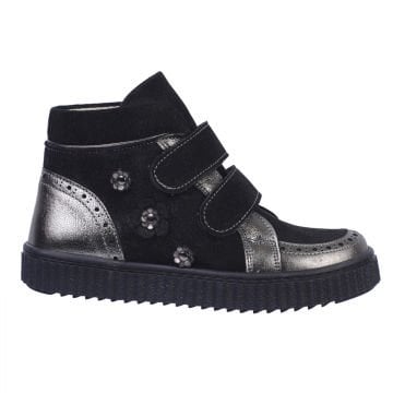 Leila- Siyah Gümüş Hakiki Deri Kız Çocuk Bot