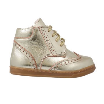 Classy Gold Hakiki Deri Fermuarlı İlk Adım Kız Çocuk Bot