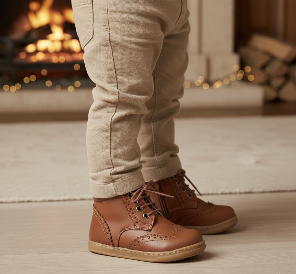 Classy Taba Hakiki Deri Fermuarlı İlk Adım Çocuk Bot