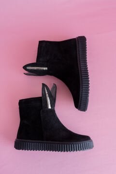 Rabbit Siyah Hakiki Deri Kız Çocuk Bot