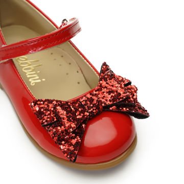 Linda Özel Gün Fiyonklu Kırmızı Vegan Kız Çocuk Babet