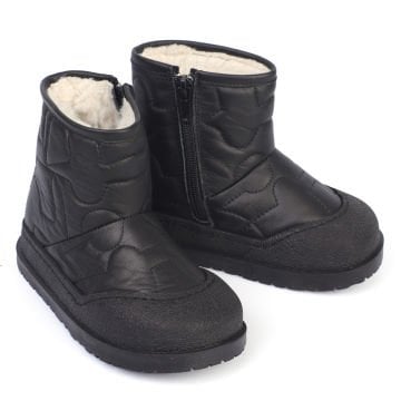 Heat-Siyah Kürklü Hakiki Deri  Çocuk Bot