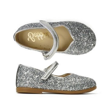 Love-Özel Gün Gümüş Simli Vegan Kız Çocuk Babet