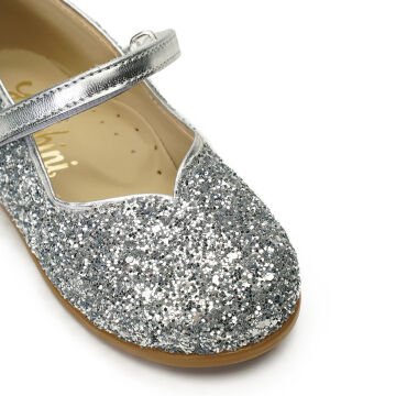 Love-Özel Gün Gümüş Simli Vegan Kız Çocuk Babet