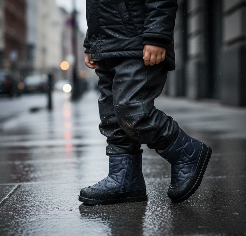 Heat-Lacivert Kürklü Hakiki Deri  Çocuk Bot