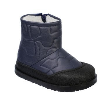Heat-Lacivert Kürklü Hakiki Deri  Çocuk Bot
