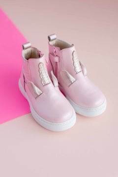 Pembe Unicorn Hakiki Deri Kız Çocuk Bot