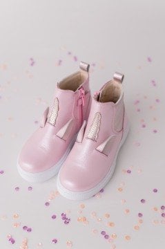 Pembe Unicorn Hakiki Deri Kız Çocuk Bot