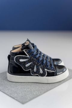 Kelebekli Lacivert Rugan Kız Çocuk Bot