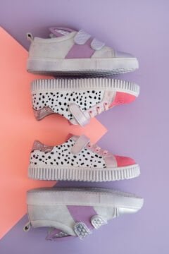 Kulaklı Gümüş-Lila Cırtlı Hakiki Deri Ortopedik Kız Çocuk Spor Ayakkabı