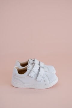 Ecco Beyaz Cırtlı Hakiki Deri Ortopedik Çocuk Spor Ayakkabı