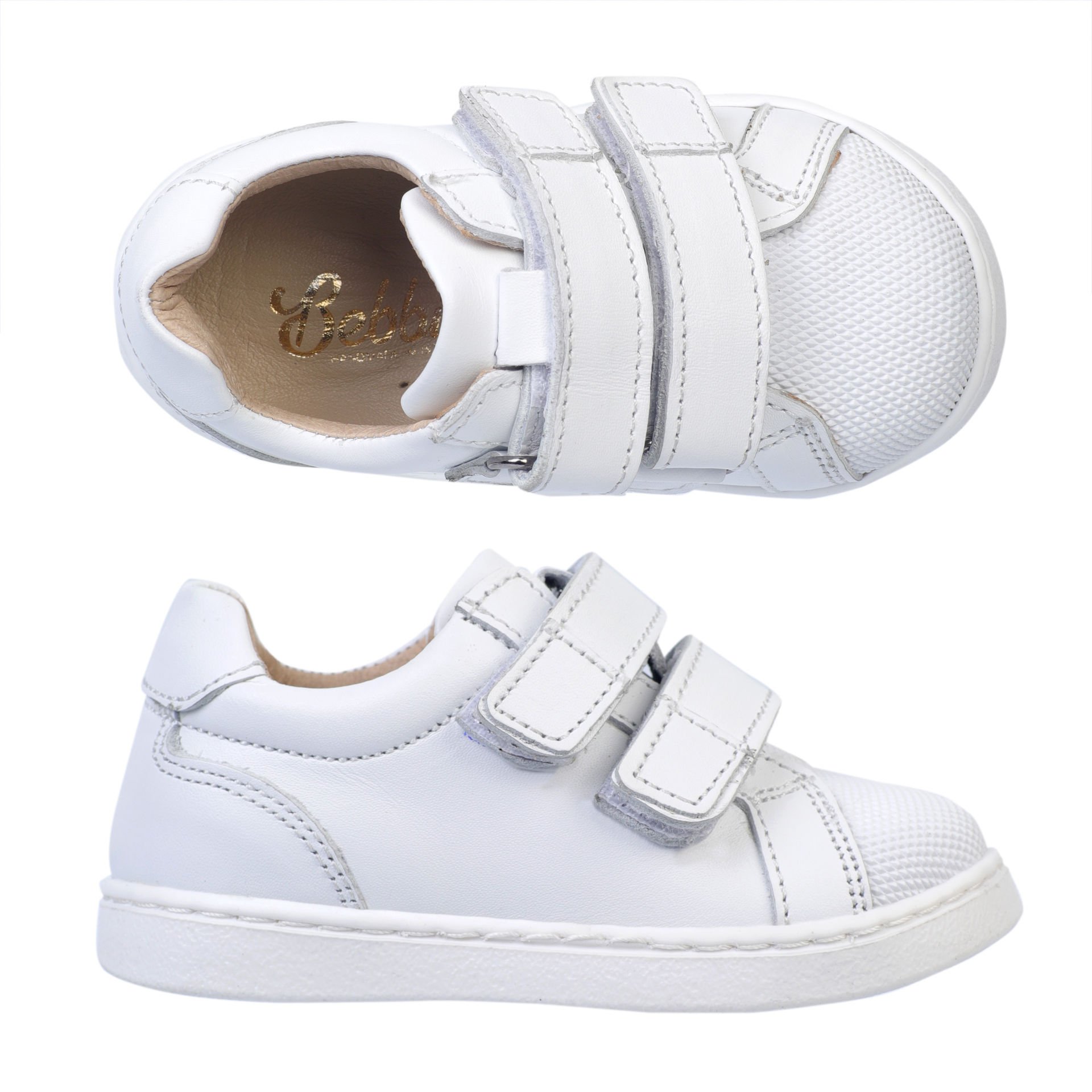 Ecco- Beyaz Cırtlı Hakiki Deri Ortopedik  Çocuk Spor Ayakkabı