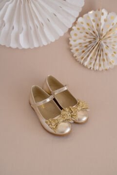 Linda-Fiyonklu Özel Gün Gold Vegan Kız Çocuk Babet