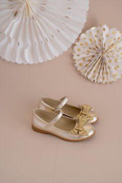 Linda-Fiyonklu Özel Gün Gold Vegan Kız Çocuk Babet