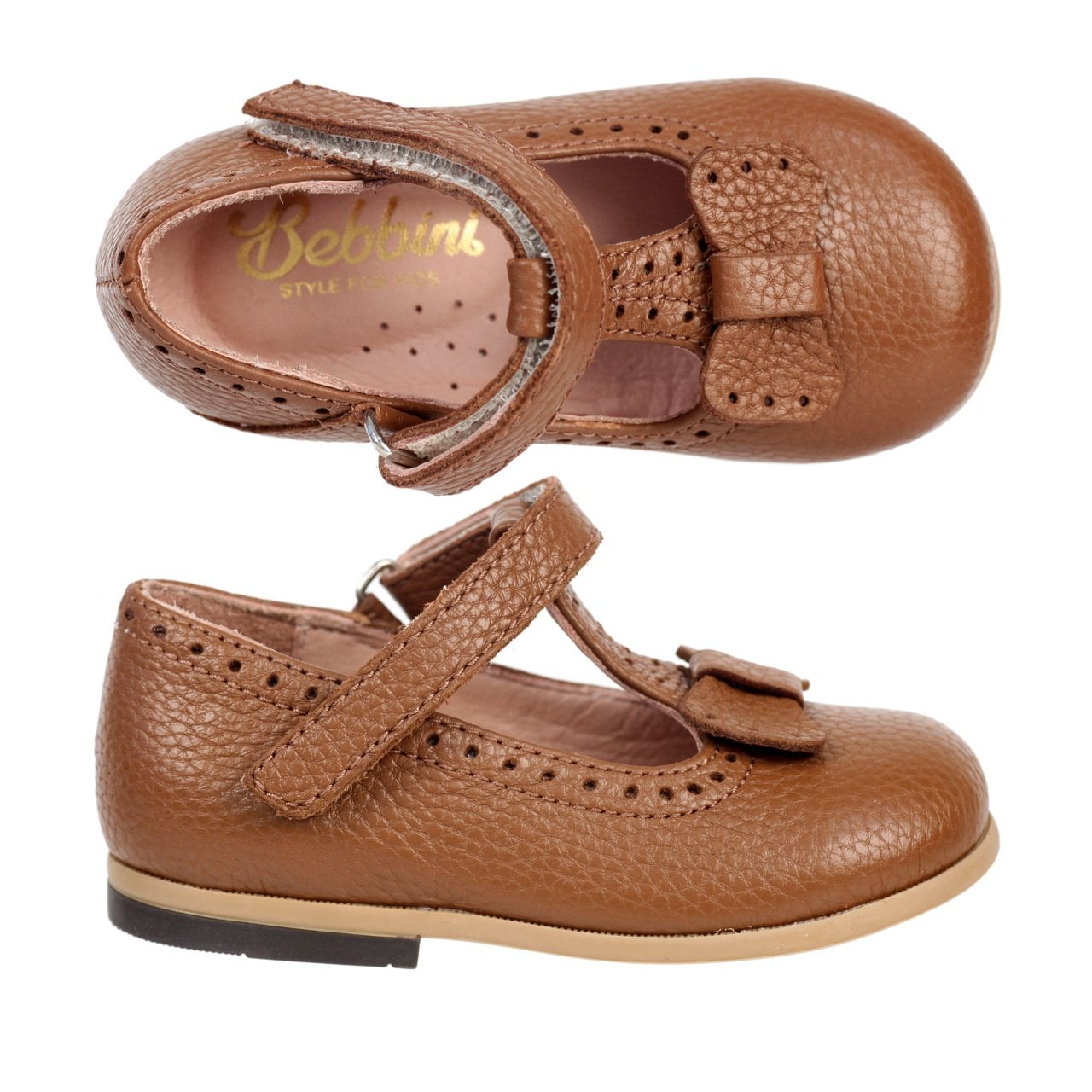 El Yapımı Hakiki Deri Taba Kız Çocuk Ayakkabı