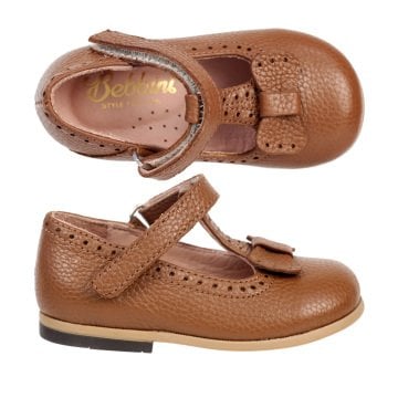 El Yapımı Hakiki Deri Taba Kız Çocuk Ayakkabı
