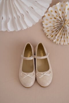 Dream-Özel Gün Ecru Fiyonklu Vegan Deri Kız Çocuk Babet