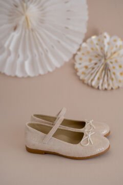 Dream Özel Gün Ecru Fiyonklu Vegan Deri Kız Çocuk Babet