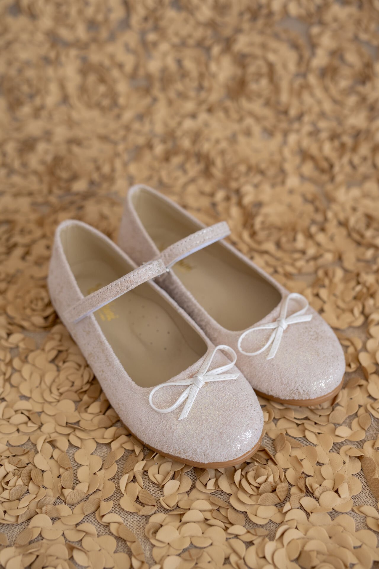 Dream-Özel Gün Ecru Fiyonklu Vegan Deri Kız Çocuk Babet