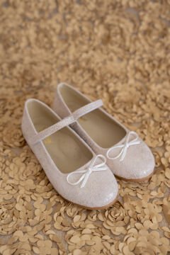 Dream Özel Gün Ecru Fiyonklu Vegan Deri Kız Çocuk Babet