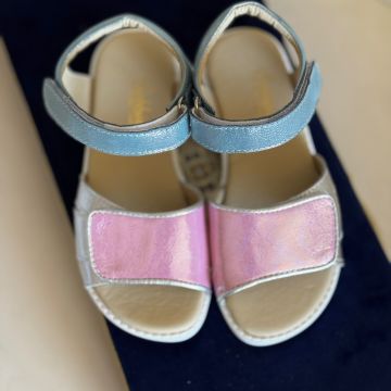 Bella Pembe Mavi Hakiki Deri Kız Çocuk Sandalet