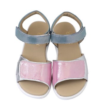 Bella-Pembe Mavi Hakiki Deri Kız Çocuk Sandalet