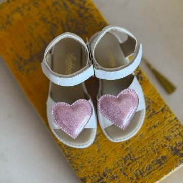 Love-Beyaz Kalpli Vegan Kız Çocuk Sandalet