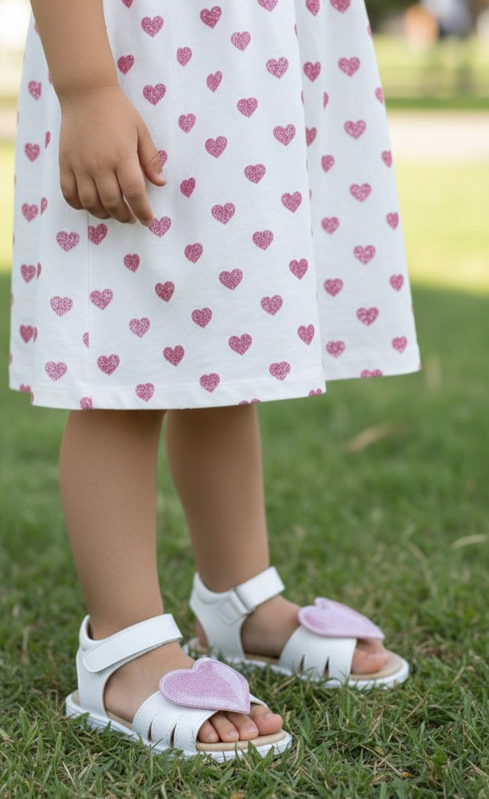 Love-Beyaz Kalpli Vegan Kız Çocuk Sandalet