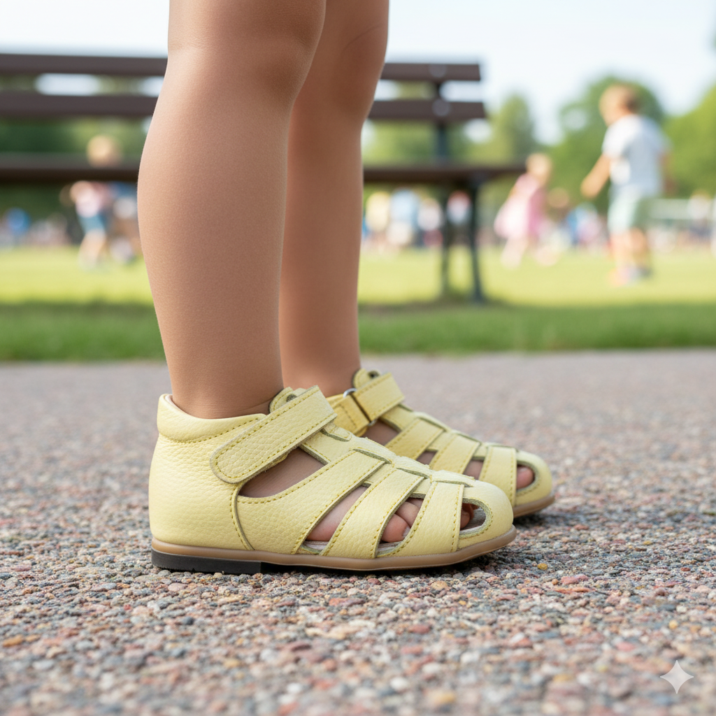 Sarı İlk Adım Hakiki Deri Çocuk Sandalet