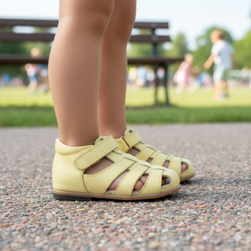 Sarı İlk Adım Hakiki Deri Çocuk Sandalet