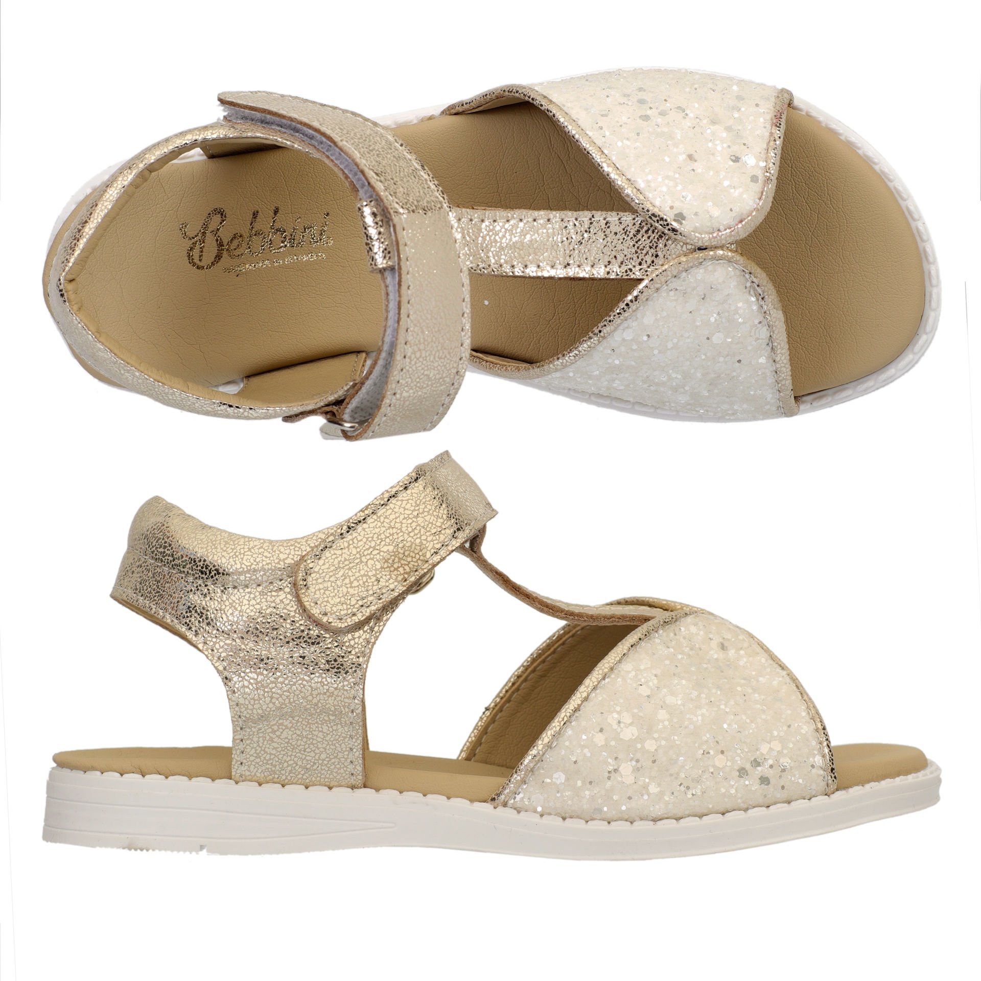 Talia-Gold Pullu Hakiki Deri Kız Çocuk Sandalet